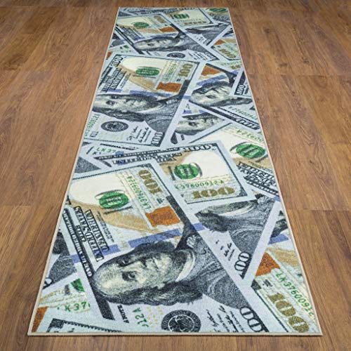 $100 Dollar Bill Runner Rug, Multicolor,