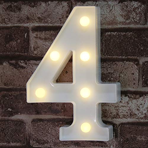 Decorative Led Light Up Numbers -White Plastic Marquee Numbers Battery Operated