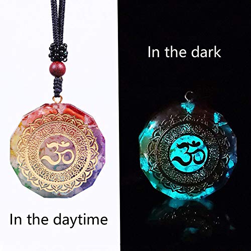 Orgonite Pendant Om Symbol Luminous Chakra Healing Energy Necklace Meditation Jewelry 1.38in