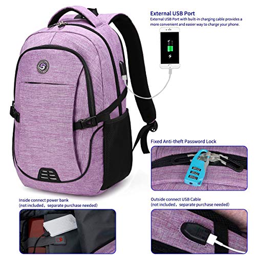 Anti Theft Laptop/Travel Backpacks Bookbag w/ USB Charging Port Fits 15.6 Inch Laptop