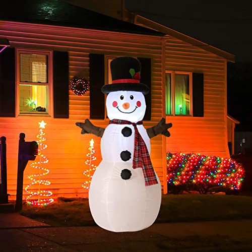 4 FT Lighted Christmas Inflatable Santa Claus and Snowman, Outdoor Holiday Decorations Inflatable Yard Decorations