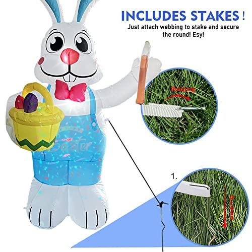 6ft Inflatable  Easter Basket & Bunny for Home Decoration / Built in LED