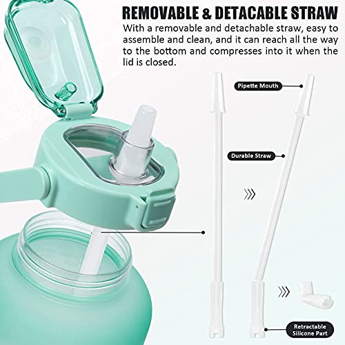 Half Gallon Motivational Water Bottle w/ Sleeve & Strap 64 OZ