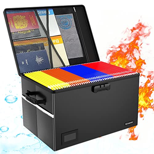 Fireproof File Box w/ Lock, Waterproof, Anti-Static, & Multi-Layer/ Pockets