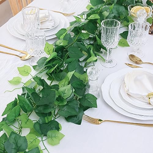 2 Strands Artificial Vines Scindapsus Garland 6FT Real Touch Fake Vine with Silk Green Leaves Faux Hanging Plants