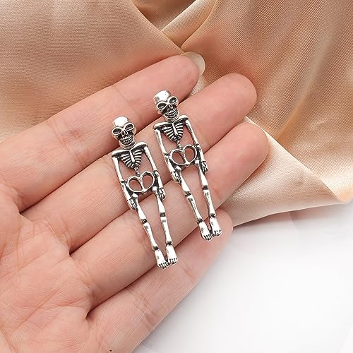 Gothic Skeleton Unique Earrings Punk Human Skull Funny Earrings Ghost Groom Bride Halloween Earrings