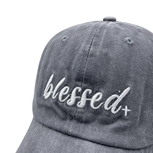 Embroidered Blessed Washed Cotton Baseball Cap for Men/Women