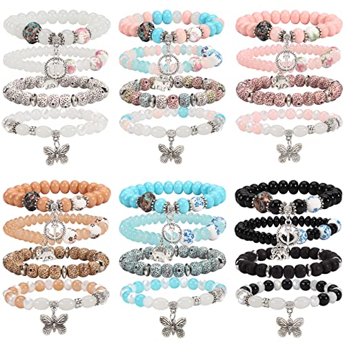 6 Set Bohemian Stretch Bracelets for Women