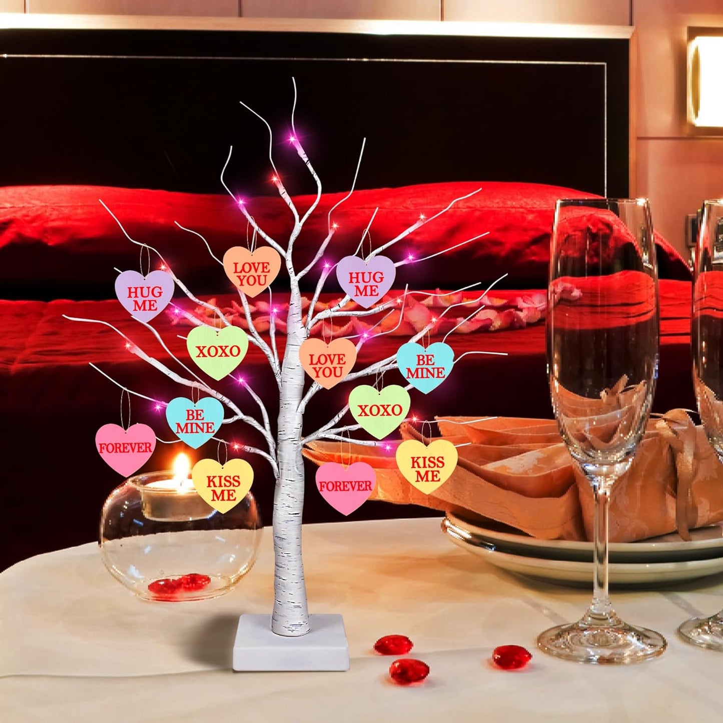 Valentines Day Decor 24 Inch Lighted Valentines Decorations Tree