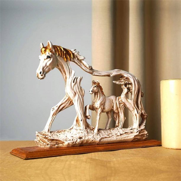 Gorgeous Artwork Micro Standing Galloping Horse Resin Statue for Home Decoration