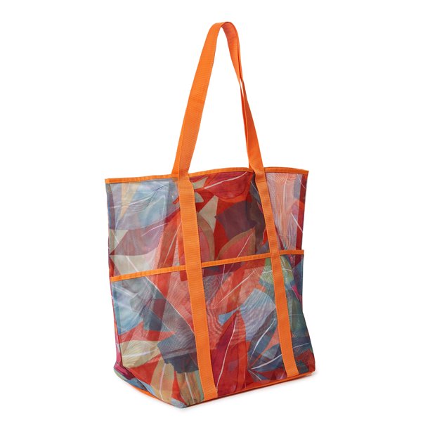 Women's Mesh Beach Tote Bag, 2-Pack Tropic Orange Spirit / Black