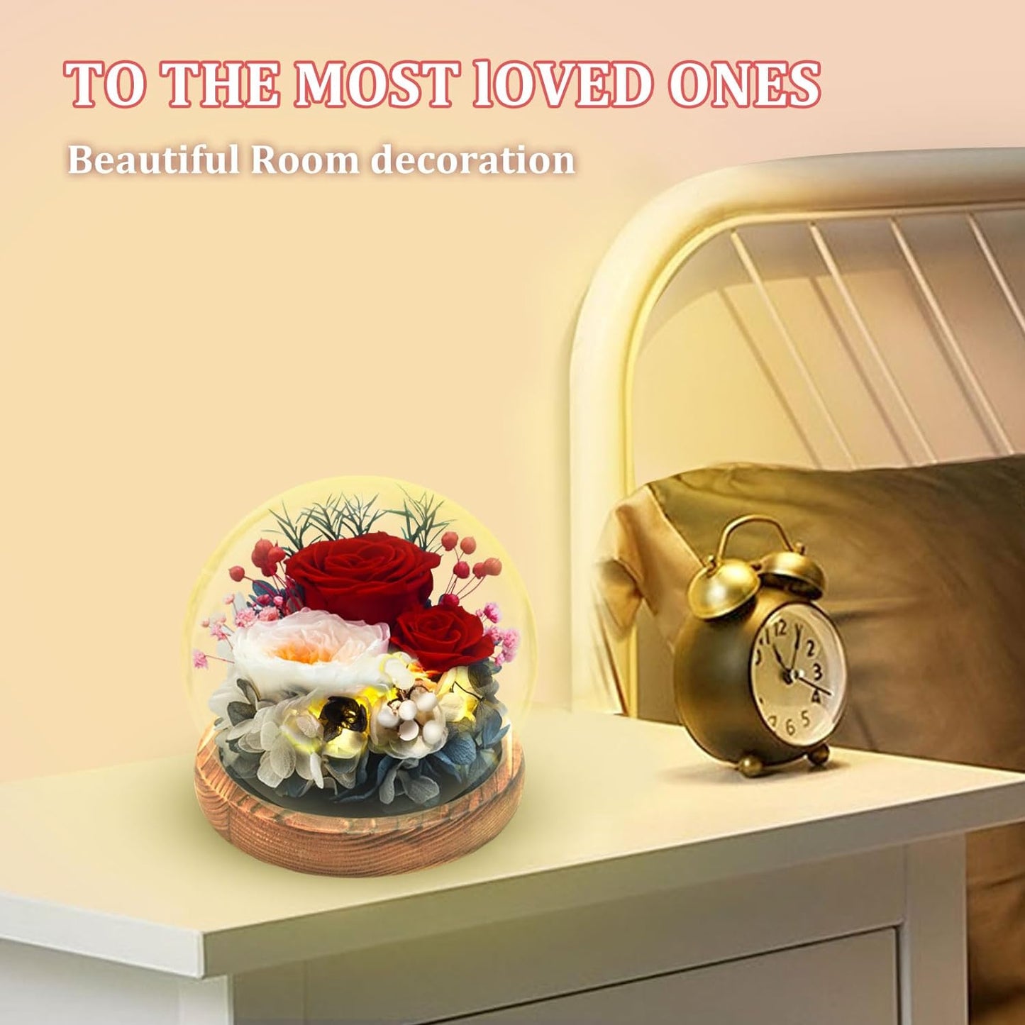 Preserved Flower Rose Gifts for Women, Valentines Day Gifts for Her, Real Rose in Glass Dome with LED Light, Birthday Gifts for Women Girlfriend Grandma Wife Anniversary, Mom Gifts from Daughter Son