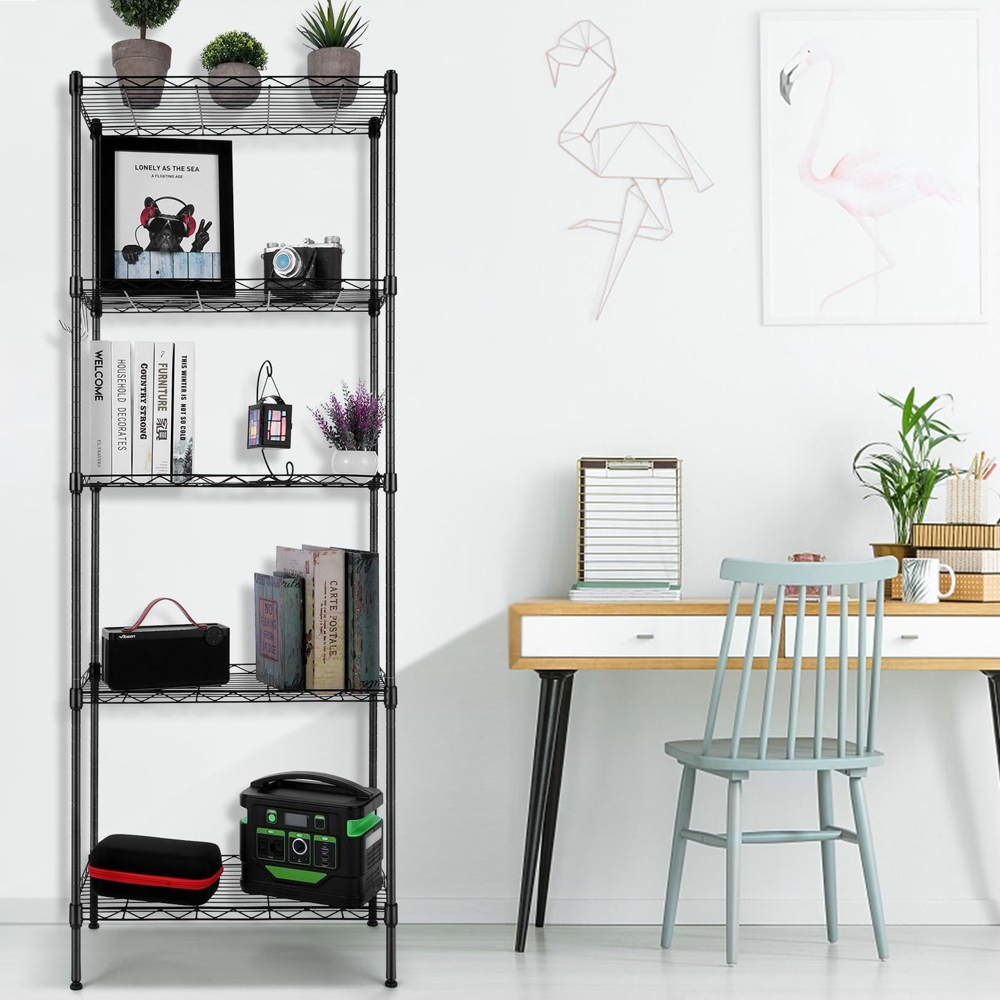 5 Tier Wire Shelving Metal Storage Rack