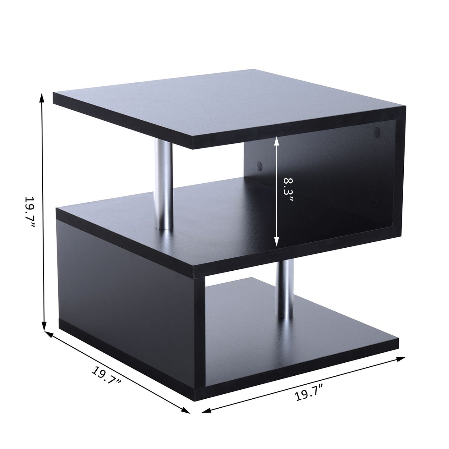 20" Modern Design S-Shaped Multi Level End Table