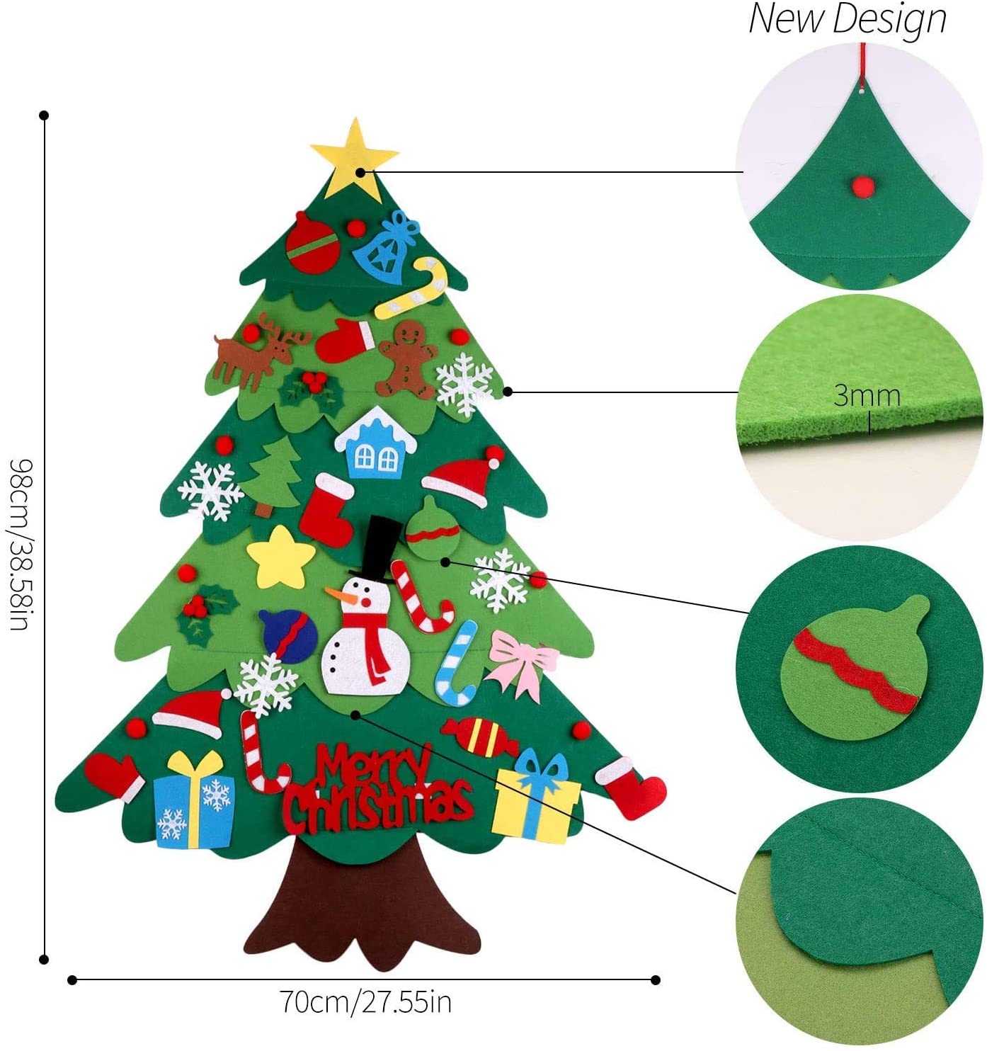 Christmas Tree for Toddlers- DIY Felt Tree w/ 33pcs Ornaments