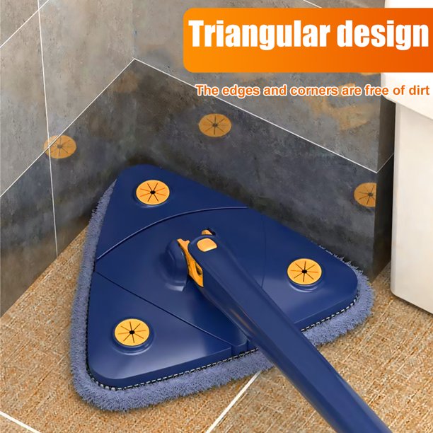 Cleaning Mop,360 Degrees Rotatable Extendable 51Inch Triangle Automatic Water Squeezing