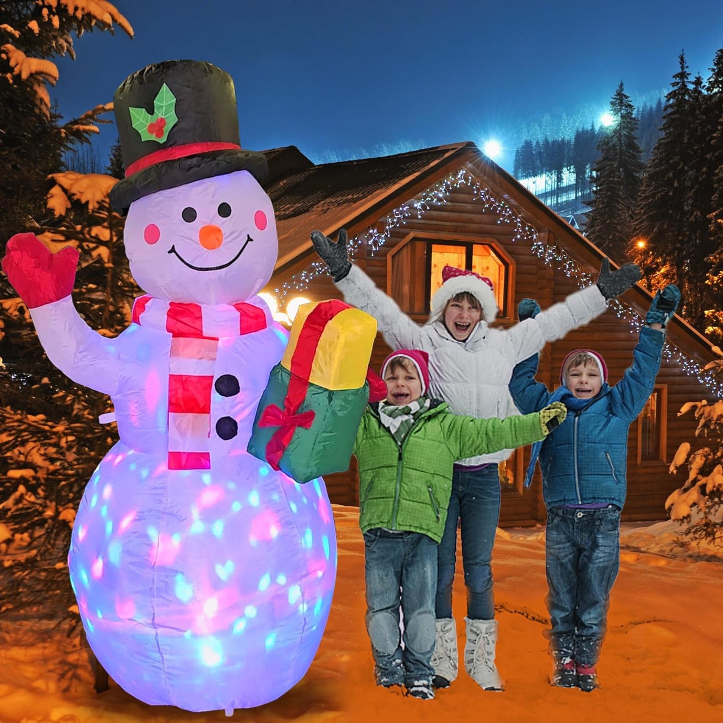 5FT Snowman Christmas Decorations, , Self-Inflatable Colorful Christmas Toys, Christmas Blow up