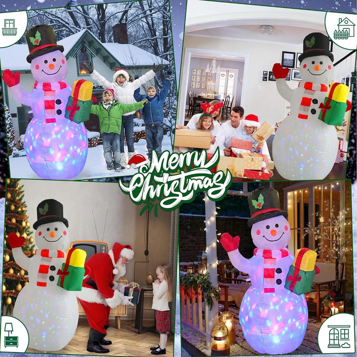 5FT Snowman Christmas Decorations, , Self-Inflatable Colorful Christmas Toys, Christmas Blow up