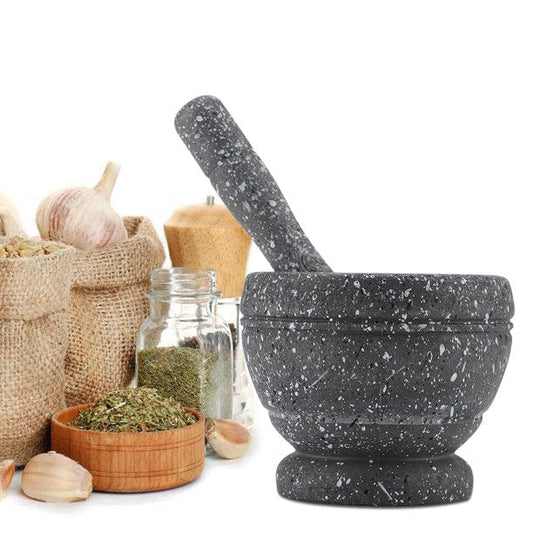 Granite Mortar and Pestle Set - Perfect for Crushing and Grinding Herbs and Spices to Maximize Flavor, Easy to Use & Clean, Solid Stone