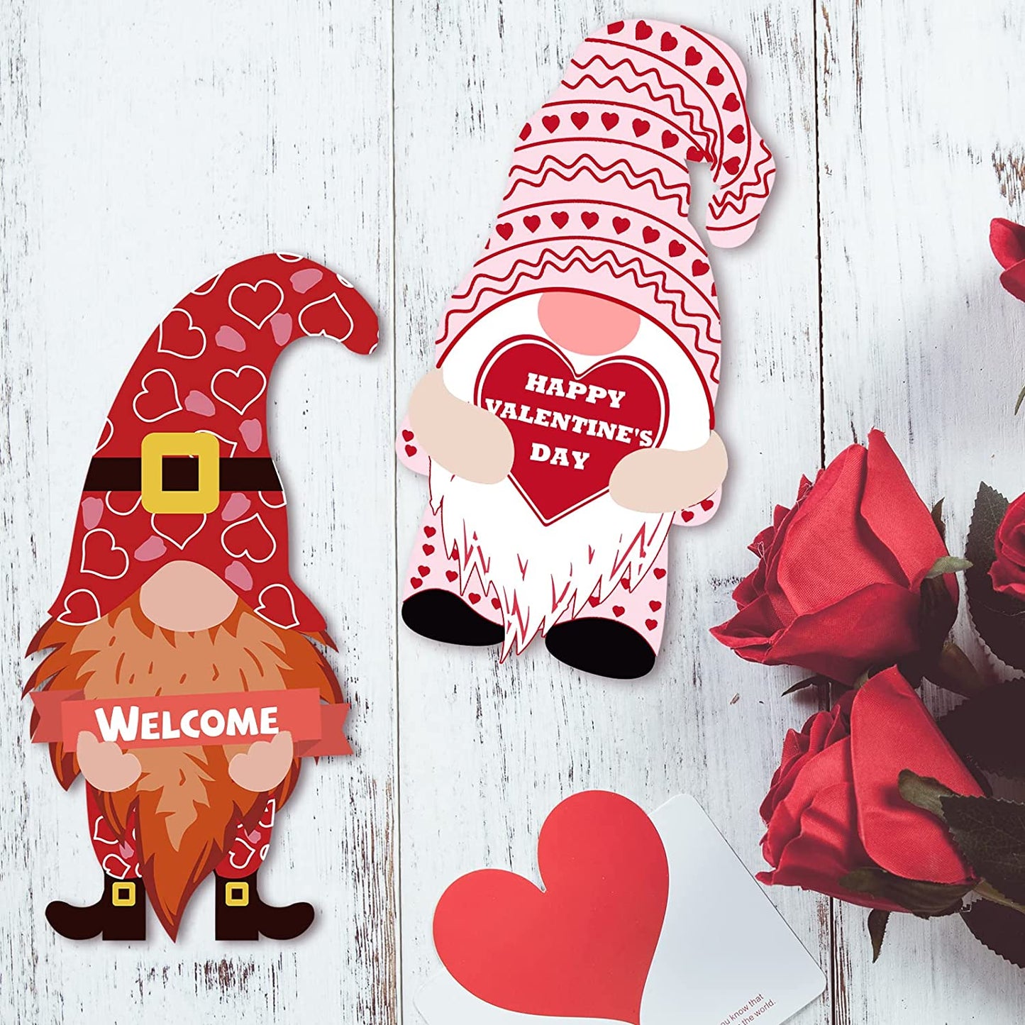 Valentines Day Decorations Outdoor Yard Signs - 2pcs Gnome Lawn w/ Stakes