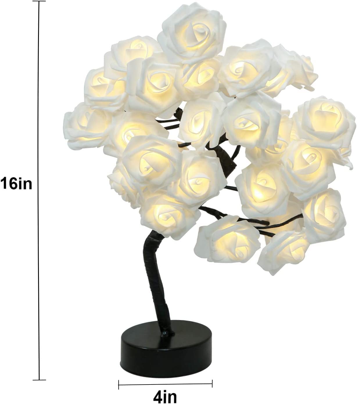 2 Pieces LED Rose Tree Lamp 18" H 32LT LED Artificial Bonsai Tree Night Light, Warm White