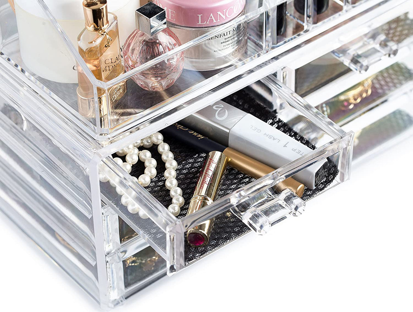 Clear Cosmetic Storage Organizer-Easily Organize Your Cosmetics, Jewelry & Hair Accessories