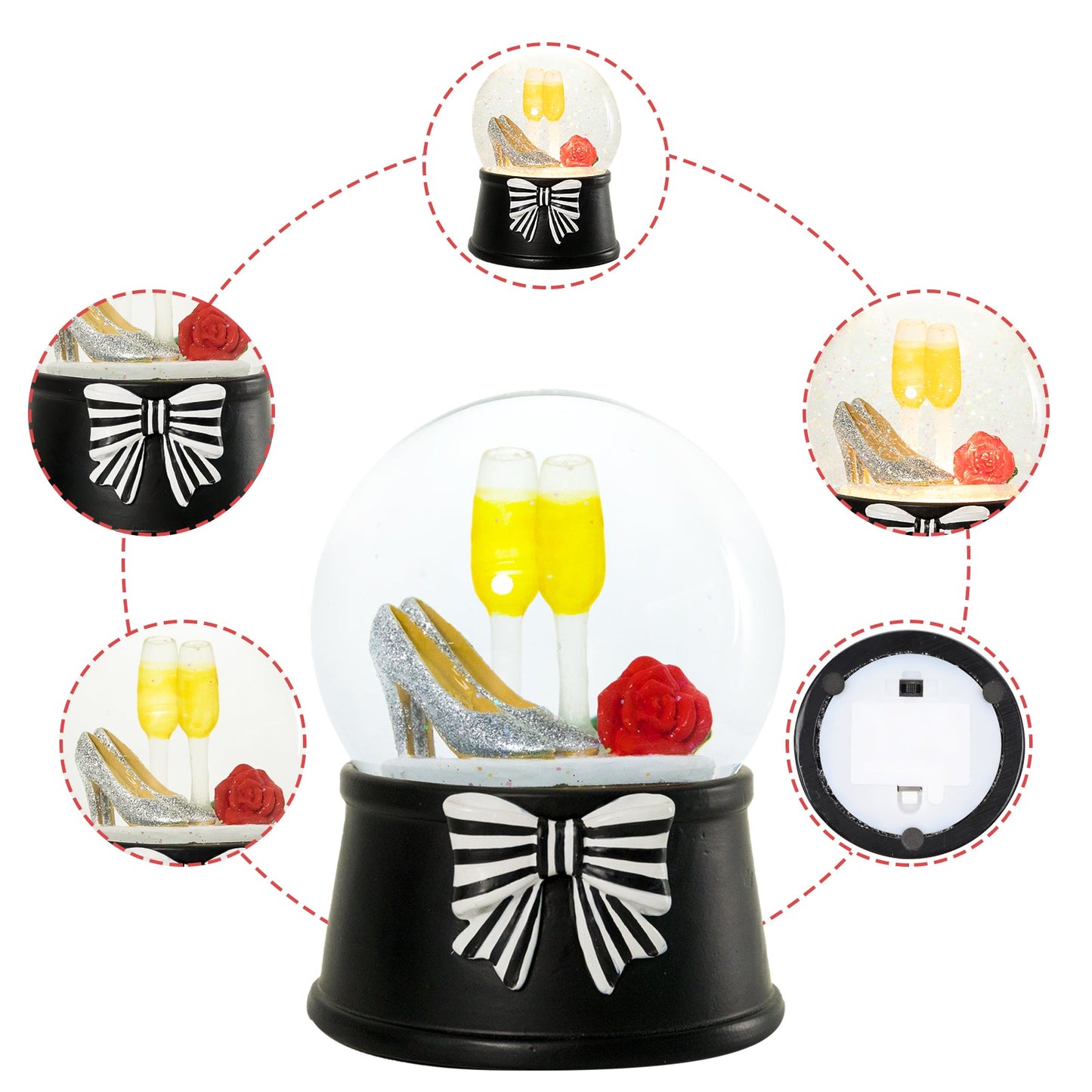 Snow Globe for Lover w/  Color Changing LED Lights