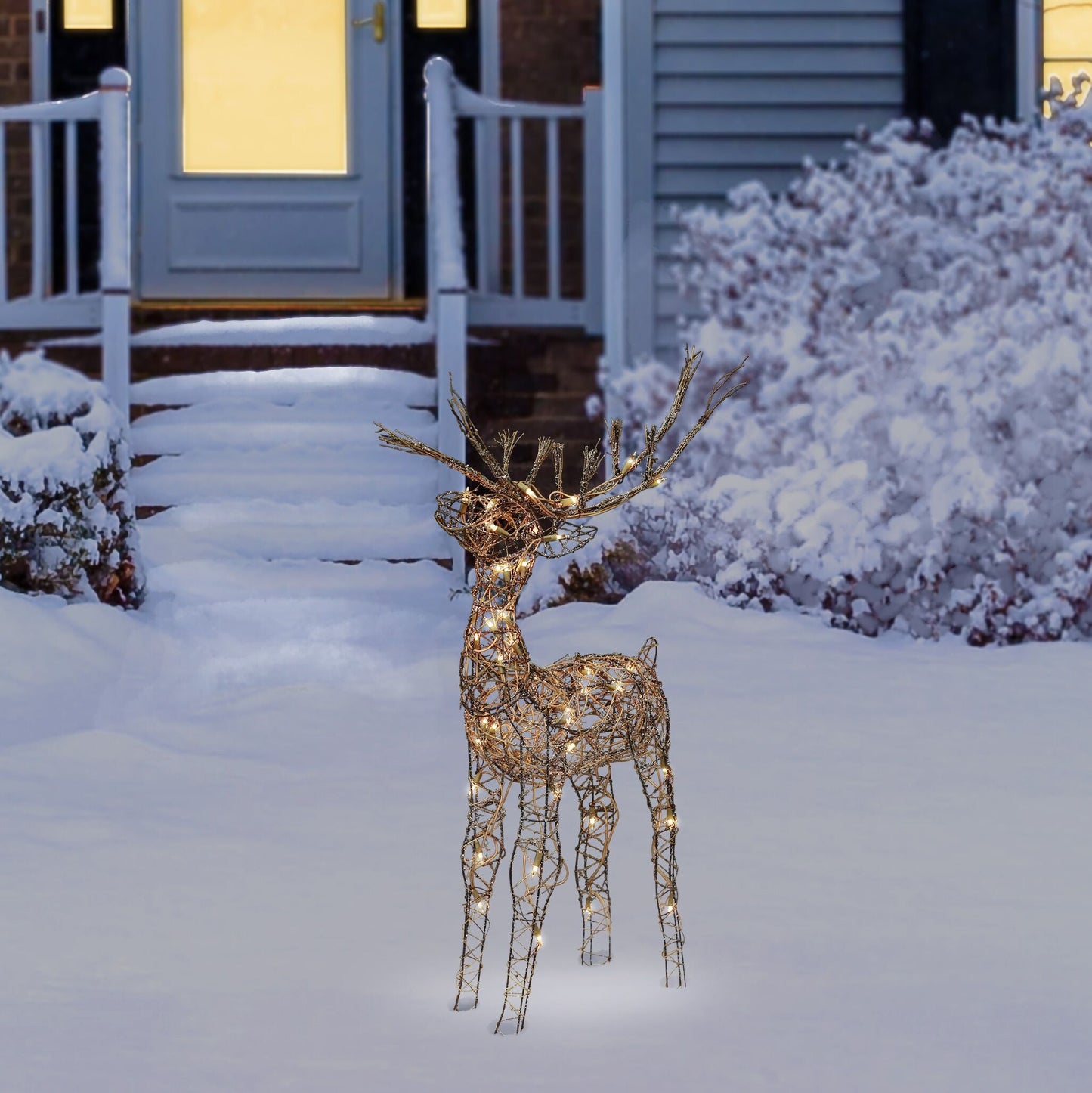 Rattan Reindeer with Halogen Lights Christmas Decoration