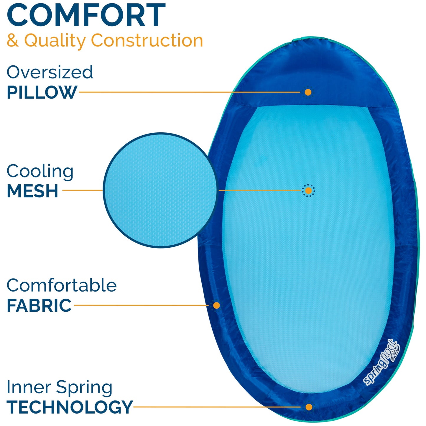 Inflatable Pool Lounge Chair for Ages 15+, Blue