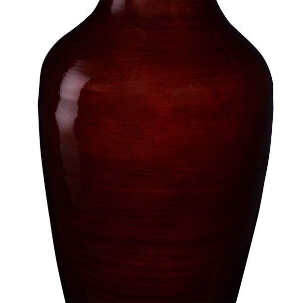 18” Tall Brown Bamboo Vase | Decorative Jar Vase for Silk Plants & Flowers