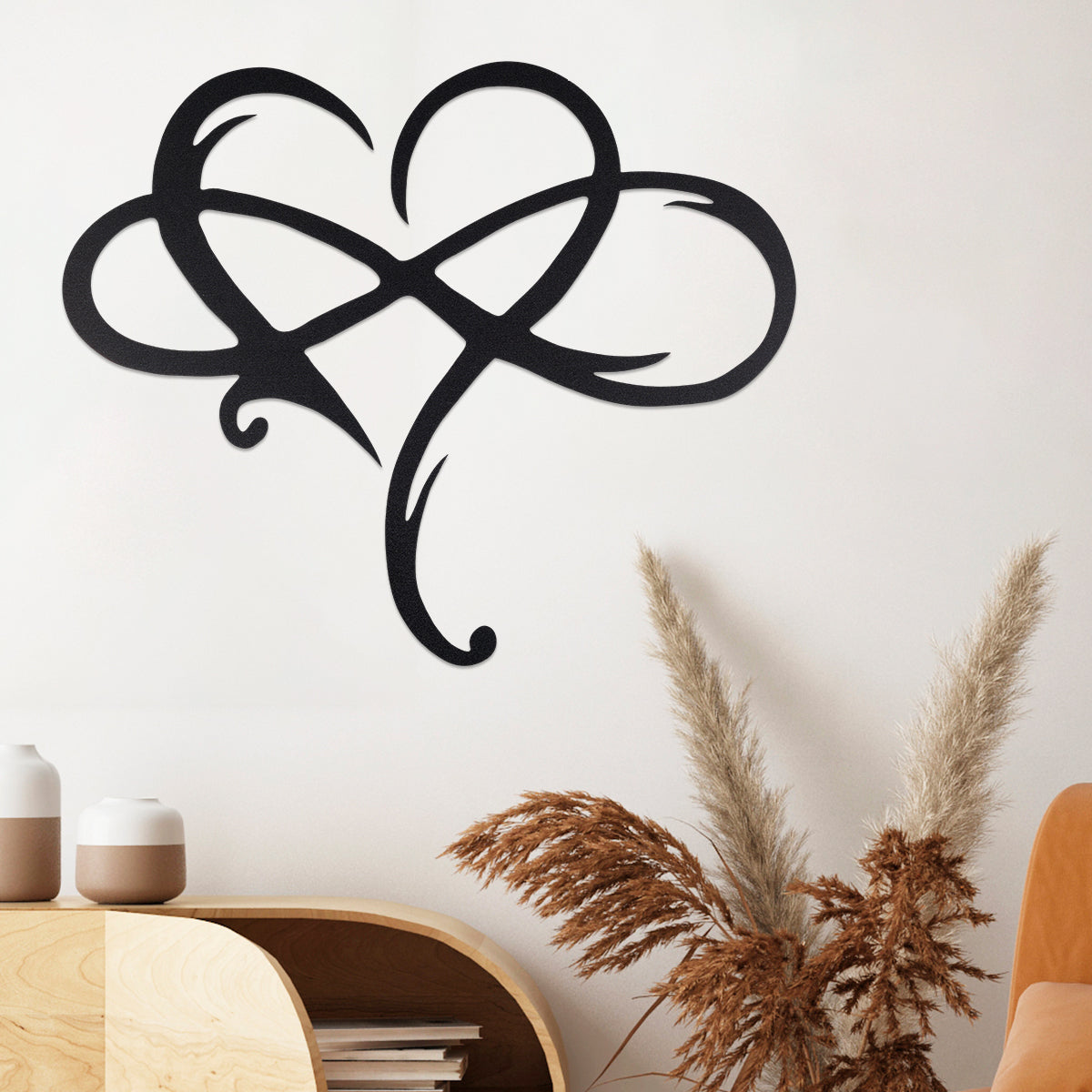 Metal Infinity Heart Hang Art Sculpture for Home Decoration