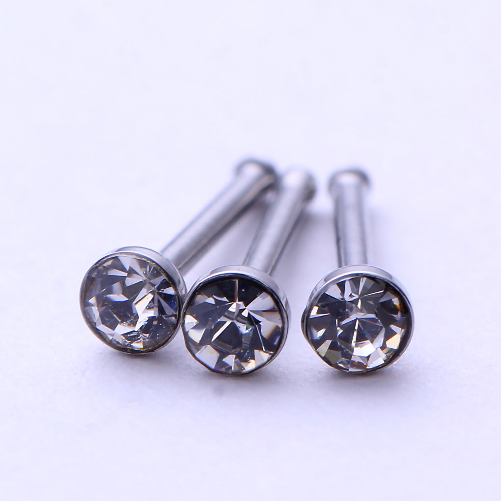 60pcs Stainless Steel Adults Nose Rhinestone Piercing Studs Rings Pins