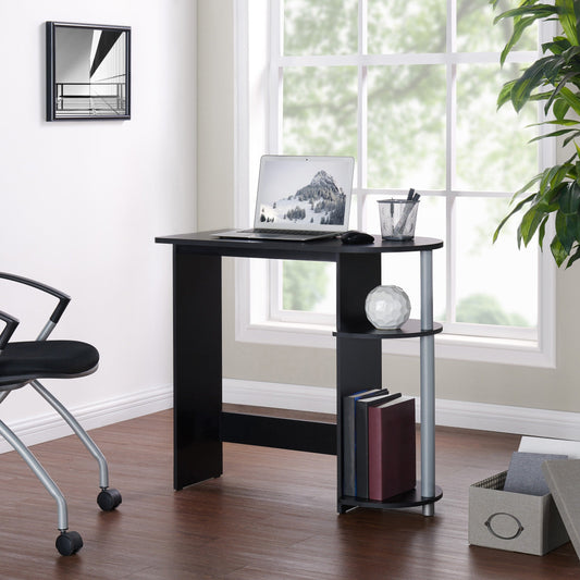 Computer Desk w/ Built-in Shelves, Black
