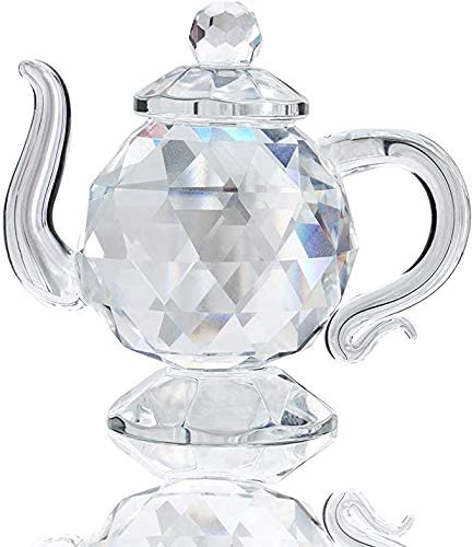 Crystal Teapot Figurine Chinese Collection Ornament Home Office Decoration 1.7-Inch