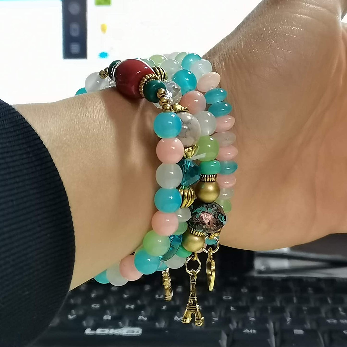 Bohemian Bracelets for Women Stretch Multilayer Colorful Beads Bracelet