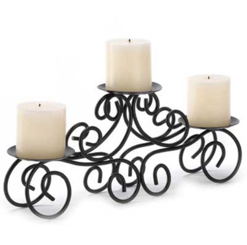 Decorative Candle Centerpiece, Black Metal Votive Candelabra for Home Decoration