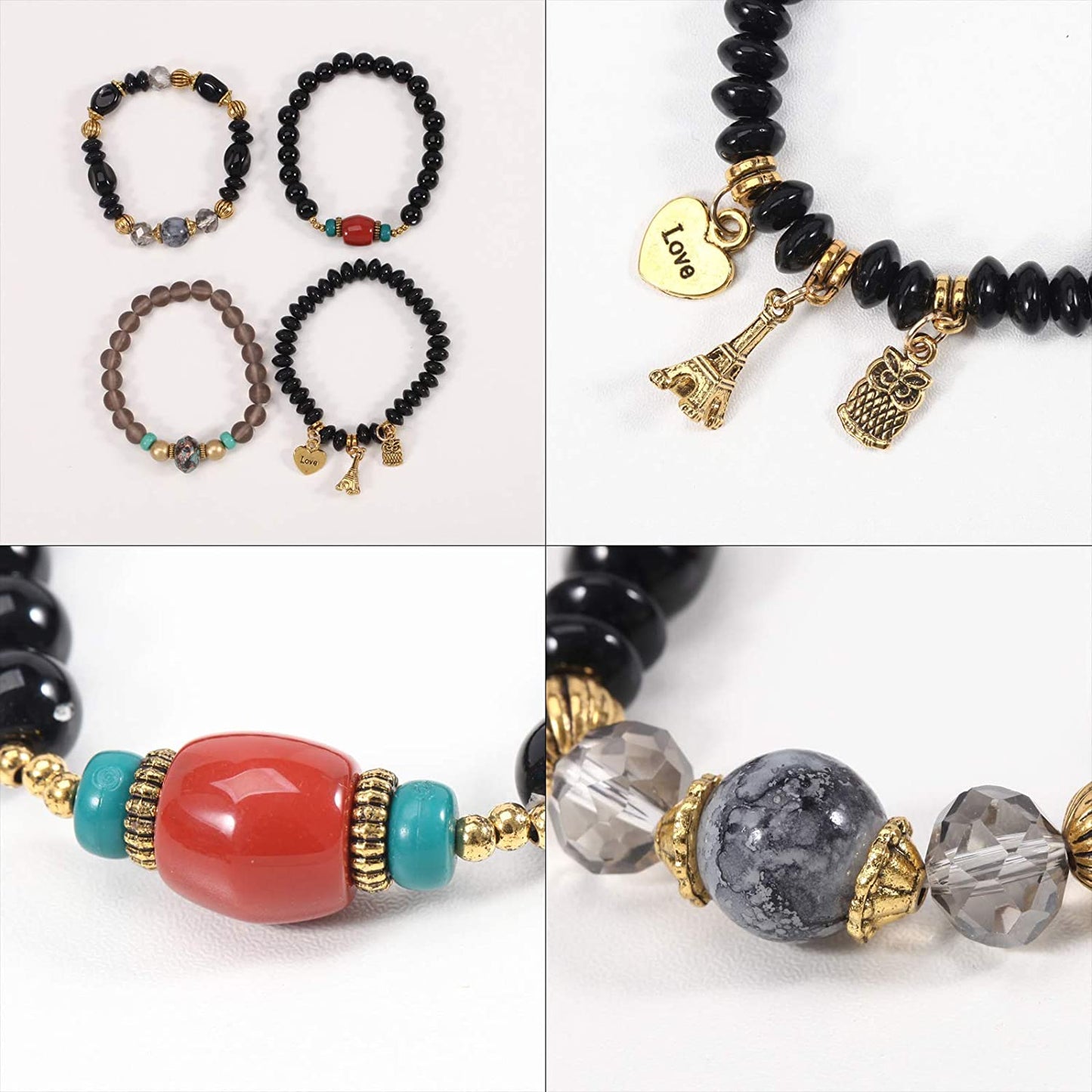 Bohemian Bracelets for Women Stretch Multilayer Colorful Beads Bracelet