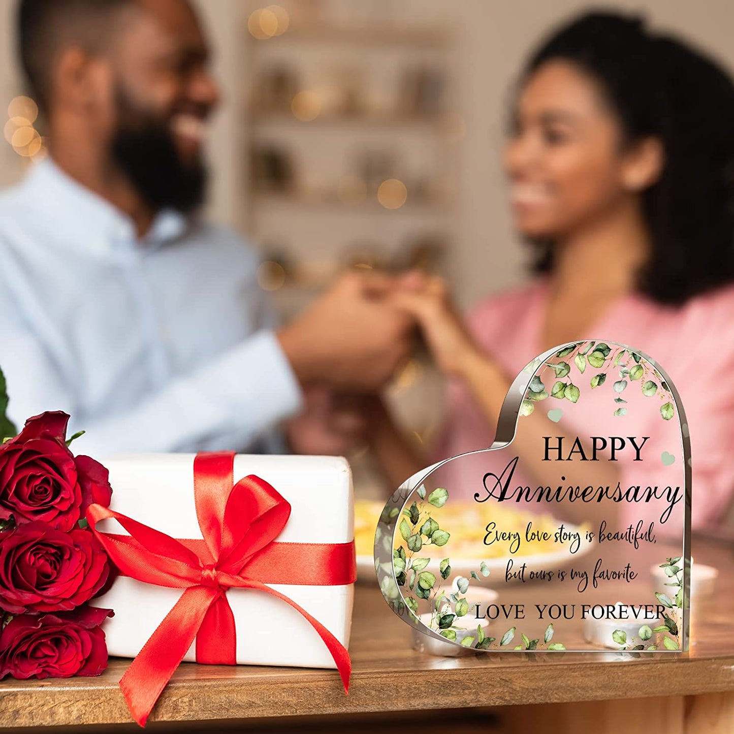 Happy Anniversary Cardinal Gift for Women (Eucalyptus Style)