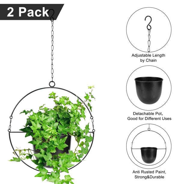 Metal Plant Wall Hanger & Ceiling Hanging Planters, Modern Planter, Mid Century Flower Pot Plant Holder Indoor Outdoor Home Decor(2 Pack)