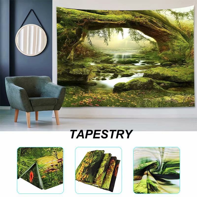 Art Mystic Trees & River Print Tapestry Wall Decor