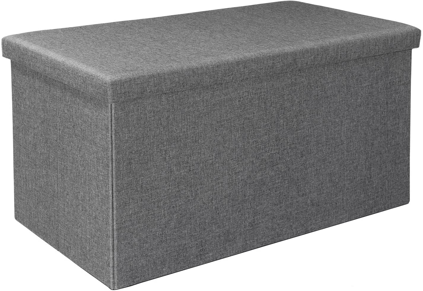 Folding Storage Ottoman Bench w/ Lid Tray, Grey