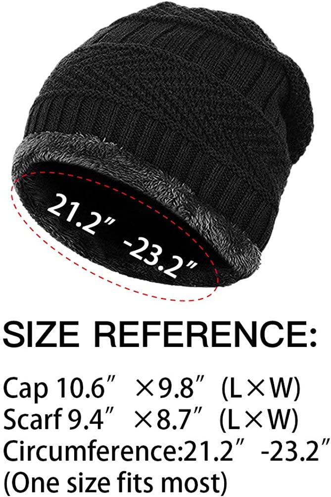 2 Pack Winter Beanie Hat Set Warm Knitted Beanie Skull Cap, D-Black +Navy, 2 Pack