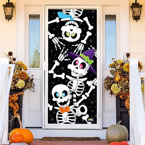 3D Design Scary Skeleton Door Cover for Halloween Skeleton Door, Window and Wall Cover