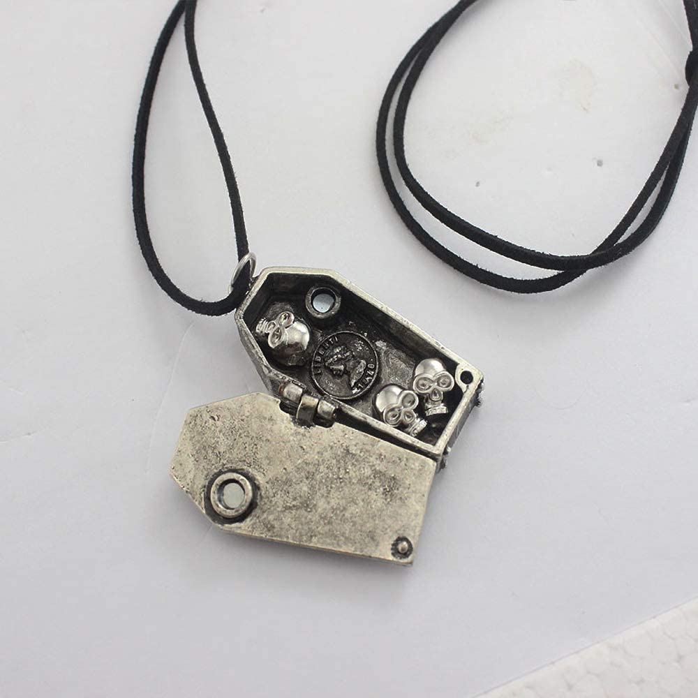 Punk Style Cool Mens Women Stainless Steel Skeleton Skull Coffin Pendant Necklace