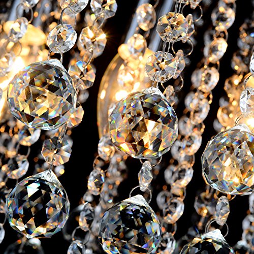 Crystal Chandeliers Light, Mini Style Modern Flush Mount Fixture w/ Crystal Ceiling Lamp