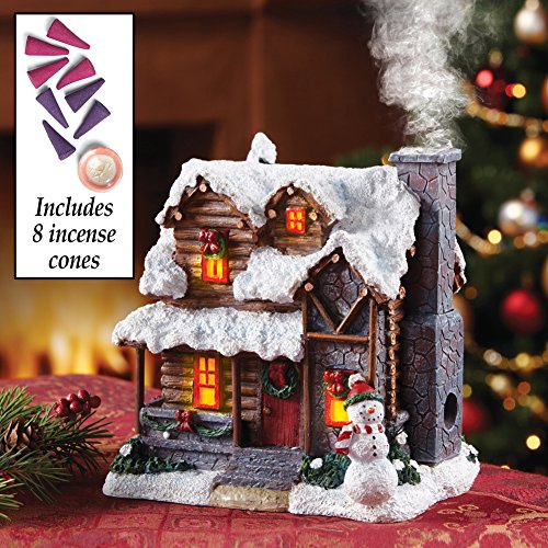 Smoking Country Christmas Cabin Incense Burner