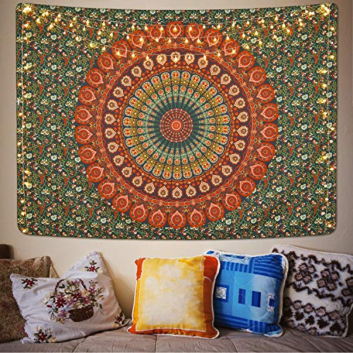 Bohemian Mandala Psychedelic Peacock Boho Tapestry