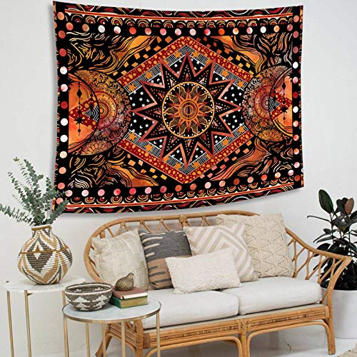 Sun and Moon Tapestry Wall Hanging for Bedroom Living Room Dorm (Orange, 30'' × 40'')