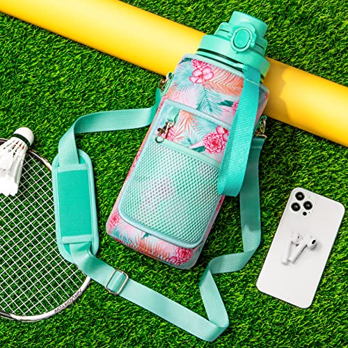 Half Gallon Motivational Water Bottle w/ Sleeve & Strap 64 OZ