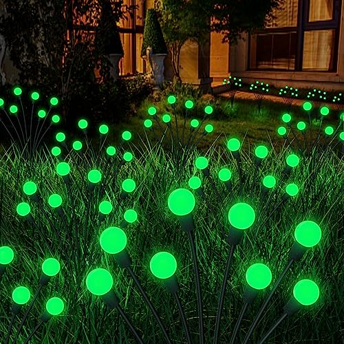 16LED Wind Dance Green Swaying Firefly Lights with Halloween  Outdoor Waterproof Solar Garden Lights